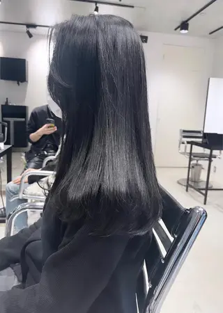 セミロング カラー パーマ ヘアアレンジ 透明感/オリーブ/ グレージュ/YUKAのヘアスタイル