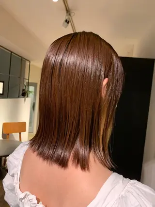 ミディアム カラー 🤎ono/ 切りっぱなしボブ🤎のヘアスタイル