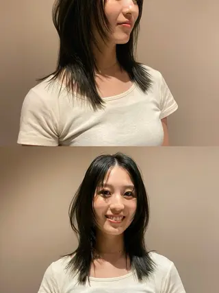 ミディアム カラー ナツオ/ レイヤーカットのヘアスタイル