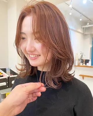 ミディアム カラー ヘアアレンジ 韓国風×透明感カラー 髪質改善オタベシンヤのヘアスタイル