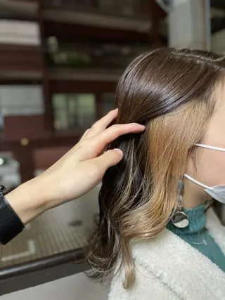 ミディアム カラー パーマ ヘアアレンジ メンズ キッズ ネイル マツエク・マツパ 韓国ボブ/髪質改善 ニュアンス特化RYOのヘアスタイル