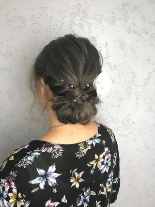 セミロング カラー パーマ ヘアアレンジ 韓国ヘア✨グレージュ カラーasamiのヘアスタイル