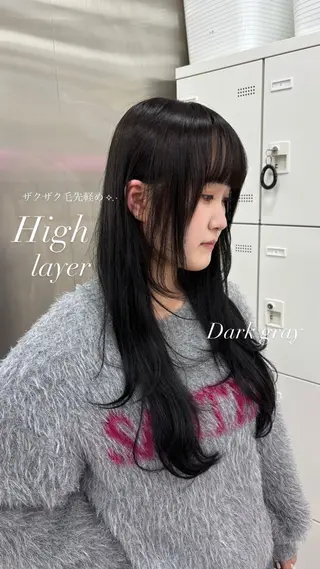 ロング カラー 表参道ハッシュカット レイヤー/リノンのヘアスタイル