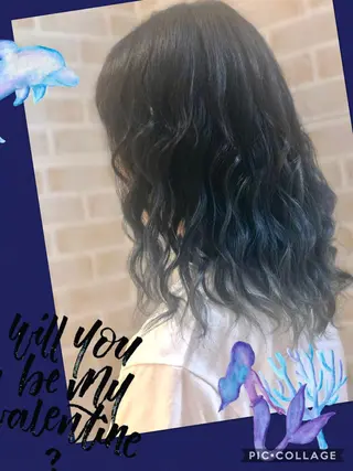 セミロング カラー 永島 桜のヘアスタイル