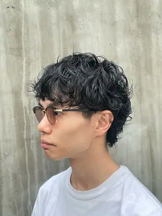 ミディアム パーマ メンズ ニュアンスパーマ/ メンズカット田島勇樹のヘアスタイル