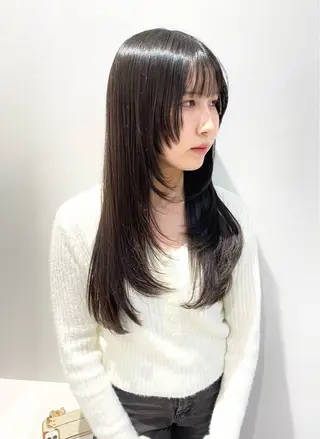 セミロング カラー 髪質改善絹髪質感TR レイヤーカット/熊澤のヘアスタイル