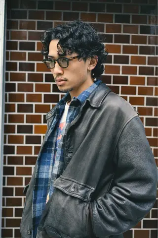 ミディアム パーマ メンズ 栄 メンズカット /田 亮樹のヘアスタイル