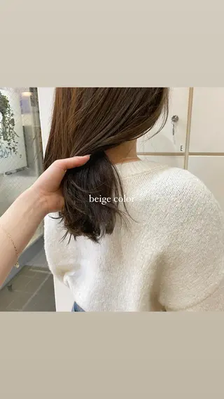 カラー mao♡ベージュ/ 顔周りカットのヘアスタイル