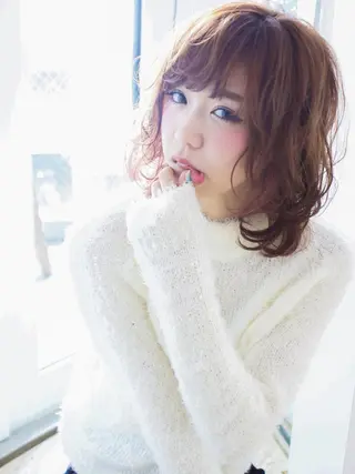 ミディアム カラー パーマ VIVIE【ヴィヴィ】所属・髪質改善/韓国風 レイヤー/田村祐樹のヘアスタイル