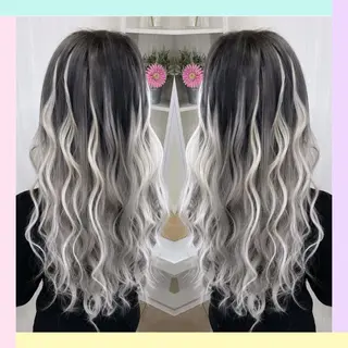 ロング カラー れん/ハイトーン /エクステ/韓国風のヘアスタイル
