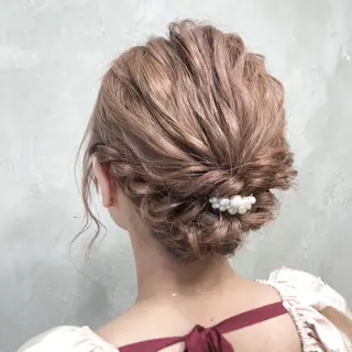 ミディアム カラー パーマ ヘアアレンジ メンズ 艶ピンク*ヘアセット 🌙shioriのヘアスタイル