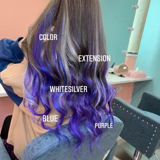 ロング カラー エクステ🩵ブリーチ 韓国ヘア🩵KAEのヘアスタイル