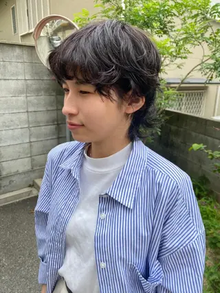 ミディアム パーマ 佃 知南のヘアスタイル