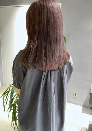 ミディアム 美髪矯正/艶カラー ボブ/栄/鐘ヶ江純也のヘアスタイル