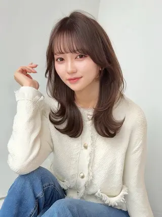 セミロング カラー ♦ブリーチなしカラー ×レイヤー♦中島良太のヘアスタイル