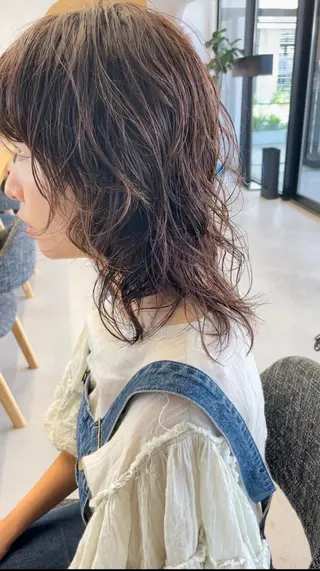 ミディアム カラー パーマ クドウレイ fifth渋谷のヘアスタイル