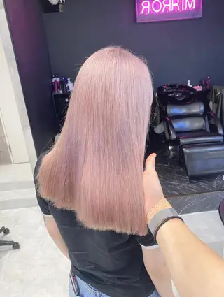 ロング カラー パーマ ヘアアレンジ メンズ キッズ ネイル マツエク・マツパ アイブロウ ハイトーン/ピンク 💗モモ໒꒱のヘアスタイル