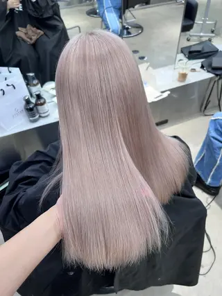 ミディアム カラー 紬/enne/ブリー チ/ハイトーンのヘアスタイル