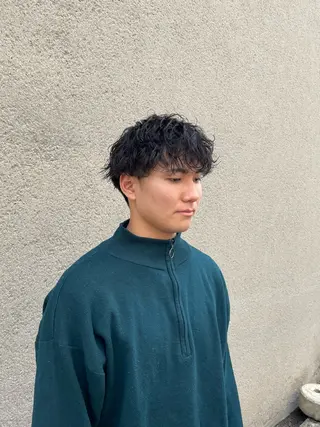 パーマ メンズ 慎太朗/パーマ/ボブ /センターパートのヘアスタイル