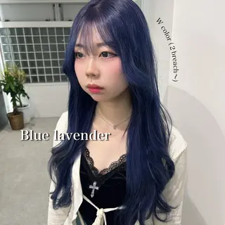 ロング カラー 暗髪🩶ラベンダー/ ブルー/ユウナ🤍のヘアスタイル