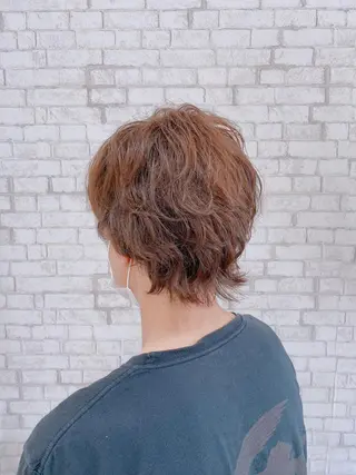 ショート カラー パーマ ヘアアレンジ メンズ ブリーチなし艶カラー 東家のヘアスタイル