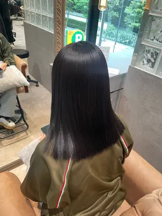 セミロング カラー ゆらんちょ/ブリーチ 無w/縮毛矯正/暖色のヘアスタイル