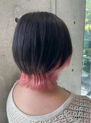 ショート カラー SALOWIN池袋East店3F所属・インナーカラー 推し ブリーチ 髪質改善のヘアスタイル