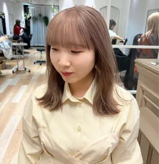 ミディアム カラー オリーブ/縮毛♡ Natsuno🩰のヘアスタイル