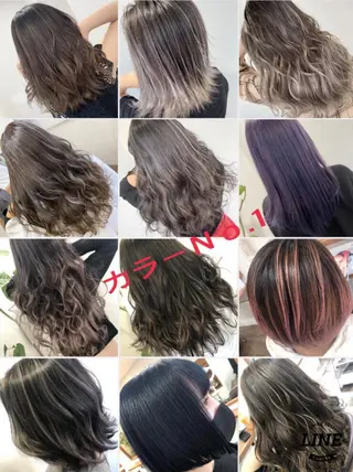 ロング ブリーチ毛縮毛矯正 👑山口のヘアスタイル