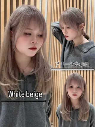 セミロング カラー レイヤー/韓国 ハイトーン興津史弥のヘアスタイル