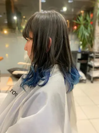 ミディアム カラー 白髪ぼかしハイライト 柳川拓哉のヘアスタイル