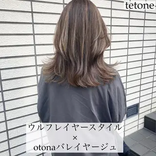 セミロング カラー テトネ タカシのヘアスタイル