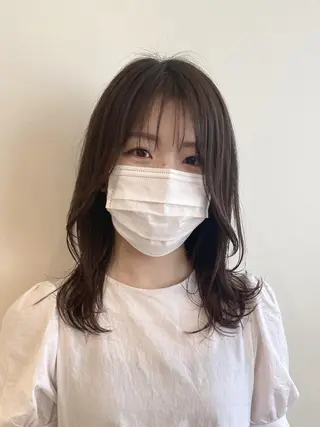 ミディアム カラー salowin渋谷kitaya park前所属・RIKA韓国ヘア/く びれヘア/上品カラーのヘアスタイル