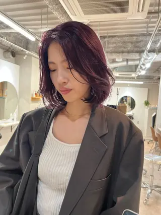 ミディアム カラー aya/メンズヘア/ メンズカット/ボブのヘアスタイル