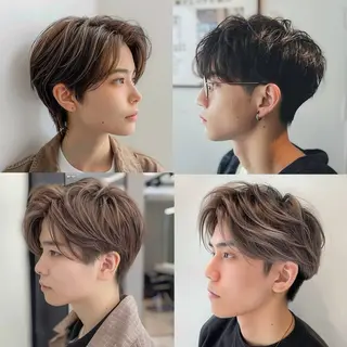 メンズ ブリーチなしWカラー 縮毛矯正・清水天空のヘアスタイル