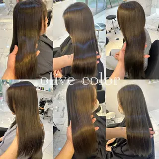 カラー 韓国ヘア特化 前髪クロスパーマのヘアスタイル