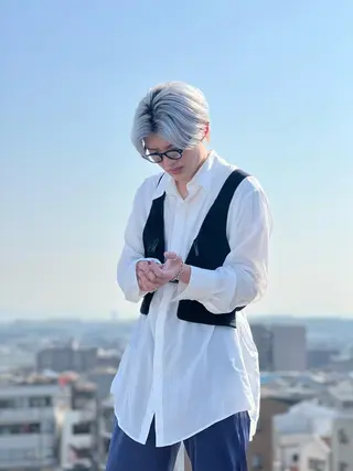 ミディアム カラー メンズ 柳澤 和也のヘアスタイル