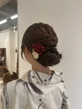 セミロング ヘアアレンジ ハイトーン/エクステ /🎀YUINA🎀のヘアスタイル