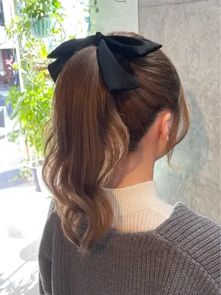 セミロング ヘアアレンジ 速水 ゆきののヘアスタイル