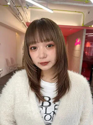 ミディアム 山崎/ボブ縮毛矯正 レイヤー髪質改善のヘアスタイル