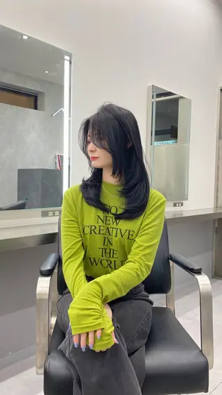 セミロング カラー レイヤー/艶カラー /韓国ヘア/高松のヘアスタイル