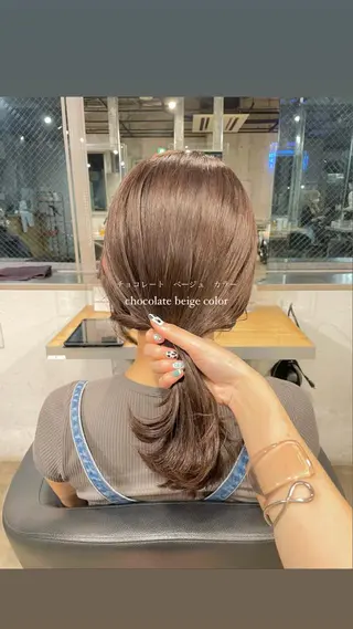 ミディアム カラー パーマ ヘアアレンジ メンズ キッズ ネイル マツエク・マツパ アイブロウ 透明感カラー・レイヤ ー🎀amika🎀のヘアスタイル