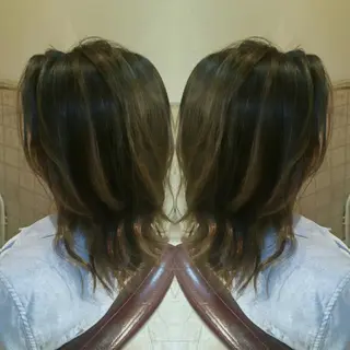 カラー ヘアアレンジ セミロング ロング 100%髪質改善特化 TRUNSのヘアスタイル