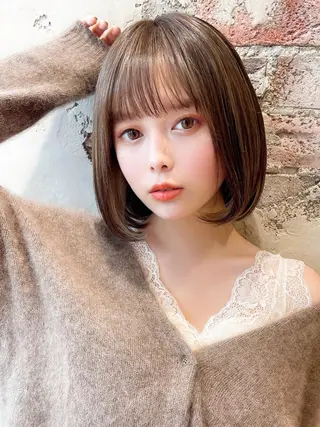 ミディアム カラー パーマ ヘアアレンジ 日本一の小顔カット/ ボブ/顔周り/韓国のヘアスタイル