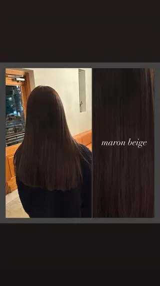 ロング カラー 暖色カラー／ボブ／ 酸性ストレート／羽菜のヘアスタイル