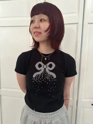 カラー ブリーチカラー🎀 韓国風/寺門美優のヘアスタイル