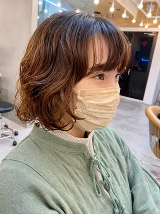 ミディアム パーマ 顔周り/ブリーチなし /縮毛矯正🫧伊勢のヘアスタイル