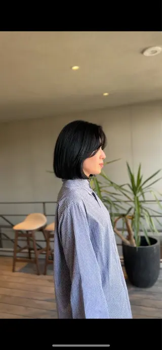 ミディアム 海外風カーテンバング Mao広尾美容室のヘアスタイル