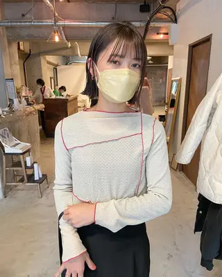 ショート カラー パーマ/レイヤー 岩山丈一郎のヘアスタイル