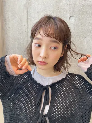 ミディアム カラー パーマ ヘアアレンジ Of　HAIR所属・外山 なつ美のヘアスタイル